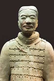 Archaeological Sites Gallery: Museum of the Terracotta Warriors, bust of a Cavalryman, Xian, Shaanxi Province, China