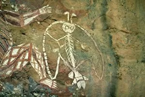 Namarrgon, the Lightning Man, one of the supernatural ancestors depicted at the aboriginal rock art site at Nourlangie