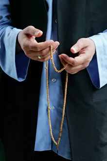 Naqshbandi Muslim praying with prayer beads, Lefke, Cyprus, Europe
