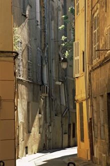 Sun Lit Gallery: Narrow sunlit street in Old Aix, Aix-en-Provence, Bouches-de-Rhone, Provence-Alpes-Cote-d Azur