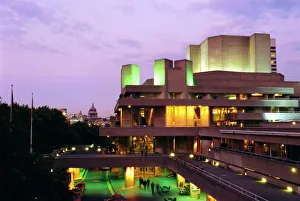 Theatres Prints: The National Theatre Print, Evening South Bank London