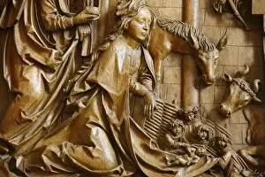 Detail of the Nativity on the carved altar, dating from 1509, Mauer bei Melk church