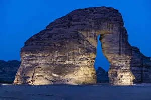 Night shot of the Elephant Rock, Al Ula, Kingdom of Saudi Arabia, Middle East Night shot of the Elephant Rock, Al Ula, Kingdom of Saudi Arabia, Middle East