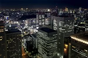 Images Dated 19th May 2009: Night skyline view of Tokyos endless urban sprawl and development near South Shinjuku