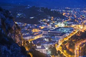 Albania Gallery: Night view of Berat, UNESCO World Heritage Site, Albania, Europe