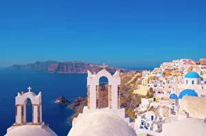 Prints of Oia, Santorini, Cyclades, Greek Islands, Greece, Europe Greece Prints: Oia Village Print, Santorini Landscape