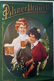 Beer Collection: Old beer poster, Plzen, West Bohemia, Czech Republic, Europe