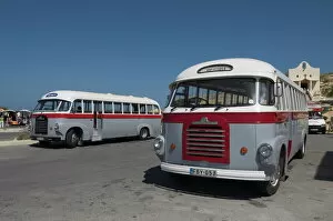 Coach Gallery: Old fashioned buses, Gozo, Malta, Europe
