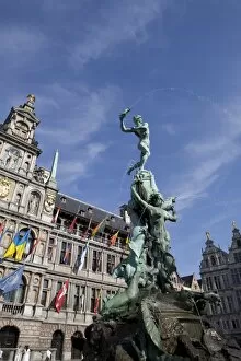 Sculptures Gallery: The old market square, Antwerp, Belgium, Europe