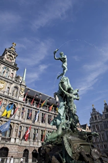 Sculptures Gallery: The old market square, Antwerp, Belgium, Europe