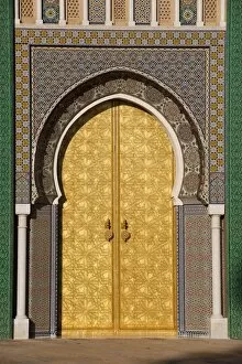 Fez Collection: Ornate bronze doorway, Royal Palace, Fez el-Jedid, Fez, Morocco, North Africa, Africa