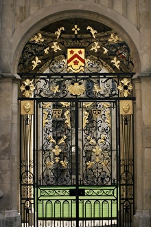 College Prints: Ornate gilt gate of All Souls College, Oxfordshire Print
