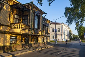 Osobnyak Surkova wooden historic building, Arkhangelsk, Russia, Europe Osobnyak Surkova wooden historic building, Arkhangelsk, Russia, Europe