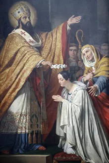Painting of Saint Medard crowning a young virtuous girl by Louis Dupre, dating from 1837 Painting of Saint Medard crowning a young virtuous girl by Louis Dupre, dating from 1837