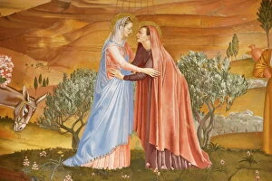 Mural Gallery: Painting of the Visitation in the Visitation church in Ein Kerem, Israel, Middle East