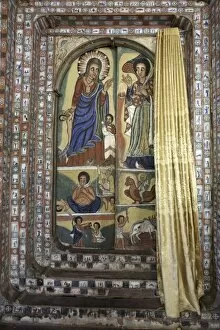 Lake Tana Collection: Paintings depict scenes from the Bible, on the inner sanctuary (maqdas)