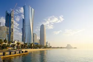 Images Dated 23rd January 2011: Palm Tower, Al Bidda Tower and Burj Qatar on skyline, Doha, Qatar, Middle East