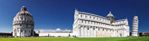 Panorama of Piazza dei Miracoli containing the Leaning Tower of Pisa, the Cathedral Panorama of Piazza dei Miracoli containing the Leaning Tower of Pisa, the Cathedral