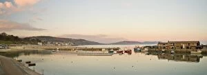 Images Dated 14th February 2010: Panoramic view back to the harbour at Lyme Regis taken from the Cobb, Dorset, England