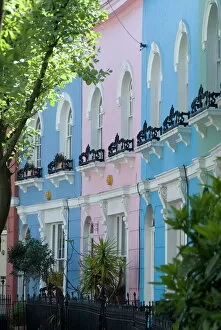 Terrace Gallery: Pastel painted terraced houses, Kelly Street, Kentish Town, London, England