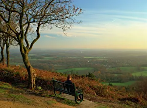 Person looking across the Weald with a view for 25 miles to the South Downs from Person looking across the Weald with a view for 25 miles to the South Downs from