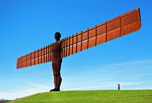 Images Dated 11th March 2014: Person photographing the Angel of the North sculpture by Antony Gormley, Gateshead