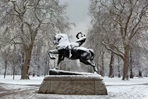 Human Likeness Collection: Physical Energy statue in winter, Kensington Gardens, London, England, United Kingdom, Europe