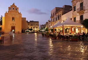 Piazza Matrice at dusk, Trapani, Favignana Island, Sicily, Italy, Europe Piazza Matrice at dusk, Trapani, Favignana Island, Sicily, Italy, Europe