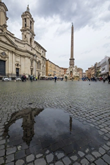 Piazza Navona with Fountain of the Four Rivers and the Egyptian obelisk, Rome, Lazio Piazza Navona with Fountain of the Four Rivers and the Egyptian obelisk, Rome, Lazio