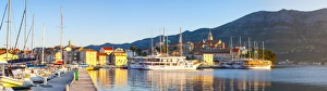 The picturesque coastal village of Korcula illuminated at sunrise, Korcula Town, Korcula The picturesque coastal village of Korcula illuminated at sunrise, Korcula Town, Korcula