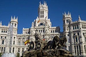 Plaza de Cibeles Palace (Palacio de Comunicaciones) and fountain, Plaza de Cibeles Plaza de Cibeles Palace (Palacio de Comunicaciones) and fountain, Plaza de Cibeles
