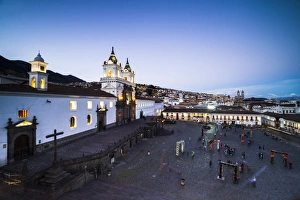Plaza de San Francisco and Church and Convent of San Francisco at night, Old City of Quito Plaza de San Francisco and Church and Convent of San Francisco at night, Old City of Quito