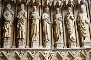 Portal of the Virgin dating from the 13th century, showing from left to right St Portal of the Virgin dating from the 13th century, showing from left to right St