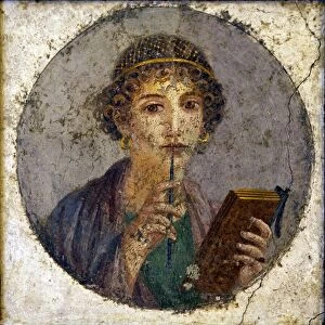 Paintings Collection: Portrait of young girl, Sappho, from Pompeii, National Archaeological Museum