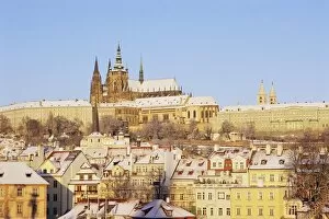 Suburbia Gallery: Prague Castle and houses of Mala Strana suburb in winter, Prague, Czech Republic, Europe