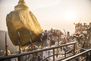 Prayer bells at sunset at Golden Rock Stupa (Kyaiktiyo Pagoda), Mon State, Myanmar (Burma) Prayer bells at sunset at Golden Rock Stupa (Kyaiktiyo Pagoda), Mon State, Myanmar (Burma)