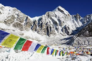 Camp Gallery: Prayer flags at Everest Base Camp, Solu Khumbu Everest Region, Sagarmatha National Park