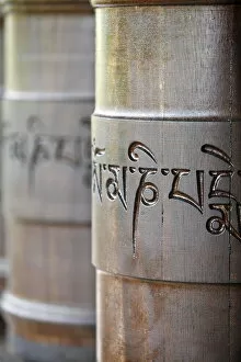 Images Dated 12th April 2000: Prayer wheels in Dhagpo Kagyu Ling Tibetan Buddhist monastery, Saint-Leon sur Vezere
