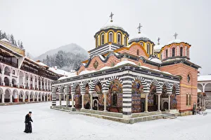 A priest at the Church of the Nativity of the Virgin Mother at Rila Monastery, UNESCO A priest at the Church of the Nativity of the Virgin Mother at Rila Monastery, UNESCO