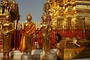 Bangkok Gallery: Procession and Buddha statues in Doi Suthep temple, Chiang Mai, Thailand, Southeast Asia, Asia