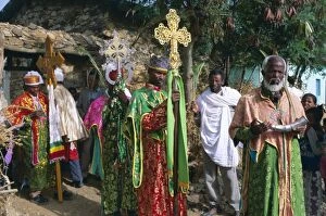 Aksum Collection: Procession of Christian men and crosses, Rameaux festival, Axoum (Axum) (Aksum)