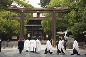 Procession of temple priests on Culture Day Holiday Procession of temple priests on Culture Day Holiday