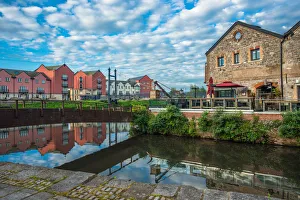 Prints of The Quay (Quayside) in Exeter in early morning, Exeter, Devon, England, United Kingdom, Europe Exeter Prints: Early Morning Print of Exeter's Quayside