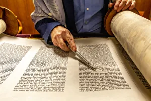 Rabbi Gallery: Rabbi reading Sefer Torah, Paris, France, Europe