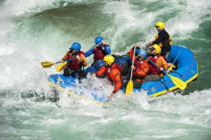 Middle Aged Collection: Rafting through white water rapids on the Karnali River in west Nepal, Asia