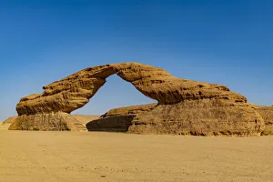 Rainbow rock arch, Al Ula, Kingdom of Saudi Arabia, Middle East Rainbow rock arch, Al Ula, Kingdom of Saudi Arabia, Middle East
