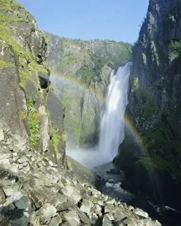 Splash Gallery: Rainbow and Voringsfossen waterfall