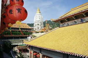 Red lantern at white Chinese style pagoda at the Kek Lok Si temple Red lantern at white Chinese style pagoda at the Kek Lok Si temple