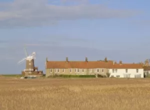 Reedbeds and Cley windmill, 18th century tower windmill on old quay, Cley-next-the-Sea