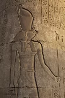 Aswan Collection: Relief carving in the ancient Egyptian Temple of Kom Ombo near Aswan, Egypt, North Africa, Africa